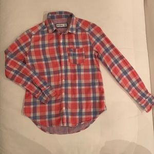 Abercrombie kids - sz 11/12 girl’s pink and blue plaid button down. Very soft